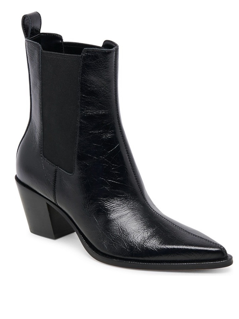 DOLCE VITA Black Leather Pointed-Toe Chelsea Bootie - Women NWT